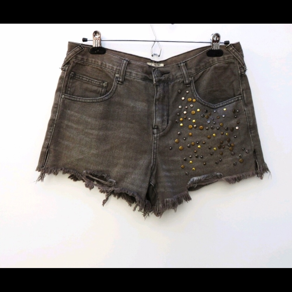 Free People Studded Jean Shorts - Picture 3 of 12